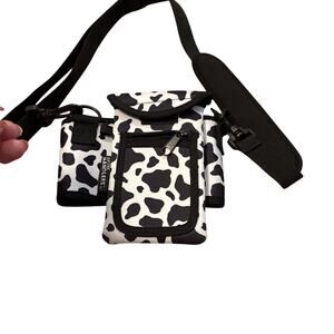 Drink Handlers branded Insulated Pouch carrier Black & White Cow Print